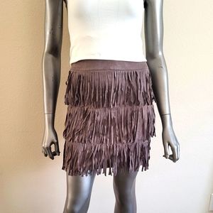 NWT Rumor faux suede, fringe skirt Size 8